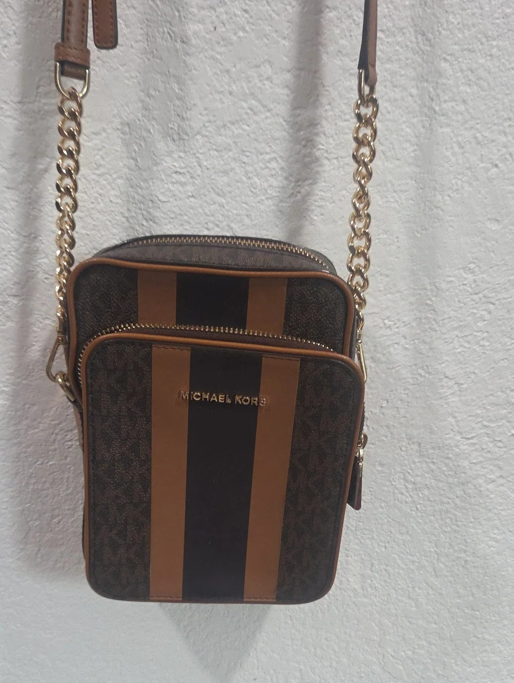Michael Kors Men’s Brown Stripe Crossbody Bag